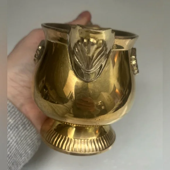 Vintage Brass  Pitcher with Embossed Clam Shell - Picture 5 of 8